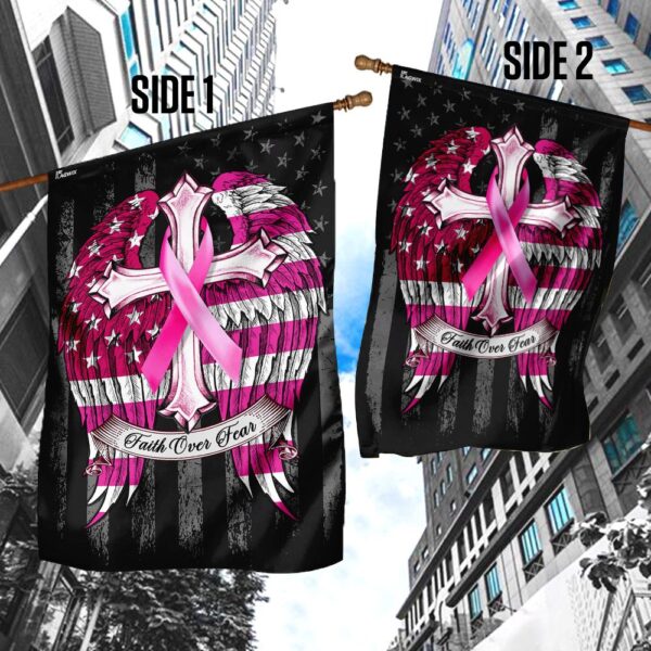 Faith Over Fear Breast Cancer Awareness Flag - Image 3