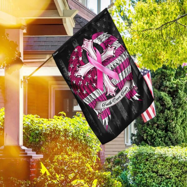Faith Over Fear Breast Cancer Awareness Flag - Image 5