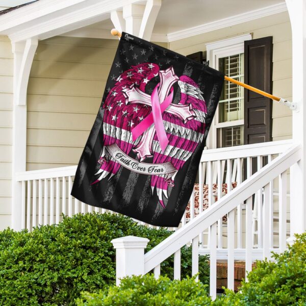Faith Over Fear Breast Cancer Awareness Flag - Image 2