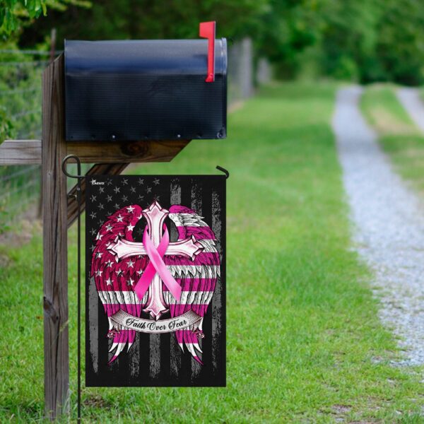 Faith Over Fear Breast Cancer Awareness Flag - Image 9