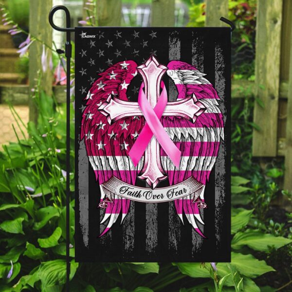Faith Over Fear Breast Cancer Awareness Flag - Image 7