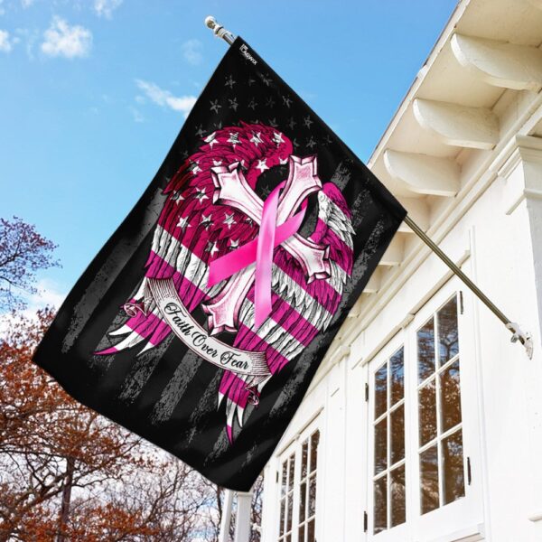 Faith Over Fear Breast Cancer Awareness Flag - Image 4