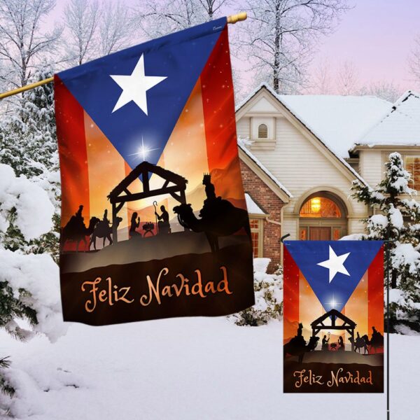 Feliz Navidad Puerto Rico Flag T-Shirt - TQN779F - Image 4