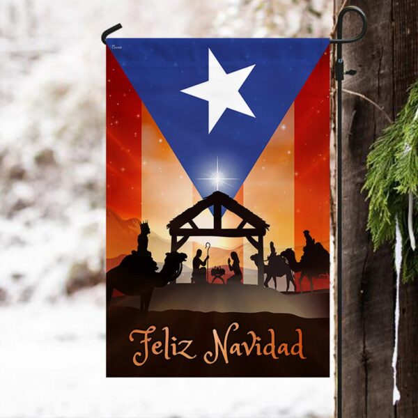 Feliz Navidad Puerto Rico Flag T-Shirt - TQN779F - Image 3