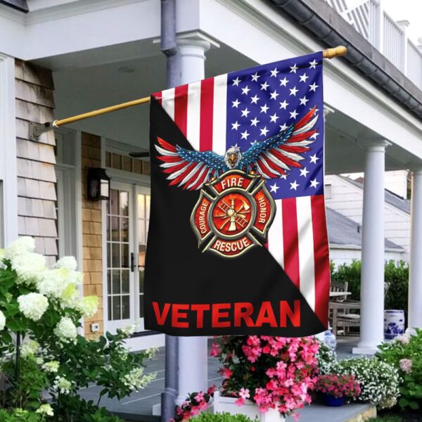 American Eagle Firefighter Veteran Flag