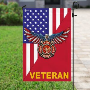American Firefighter Veteran Garden Flag: US Hero Tribute