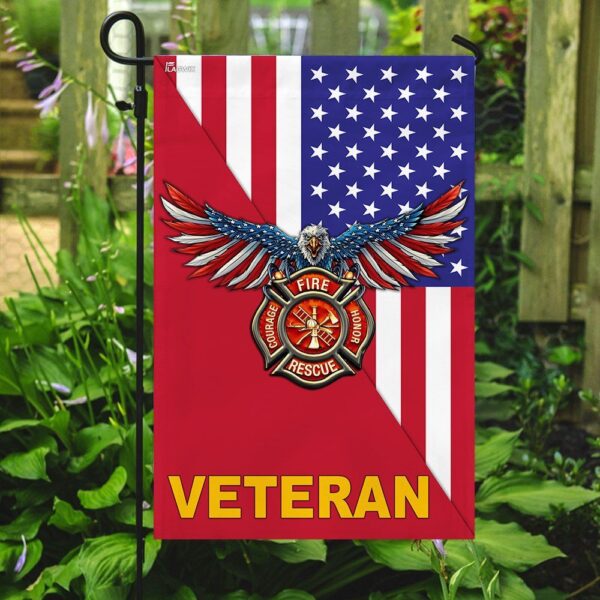 American Firefighter Veteran Garden Flag: US Hero Tribute - Image 2