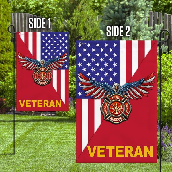 American Firefighter Veteran Garden Flag: US Hero Tribute - Image 3
