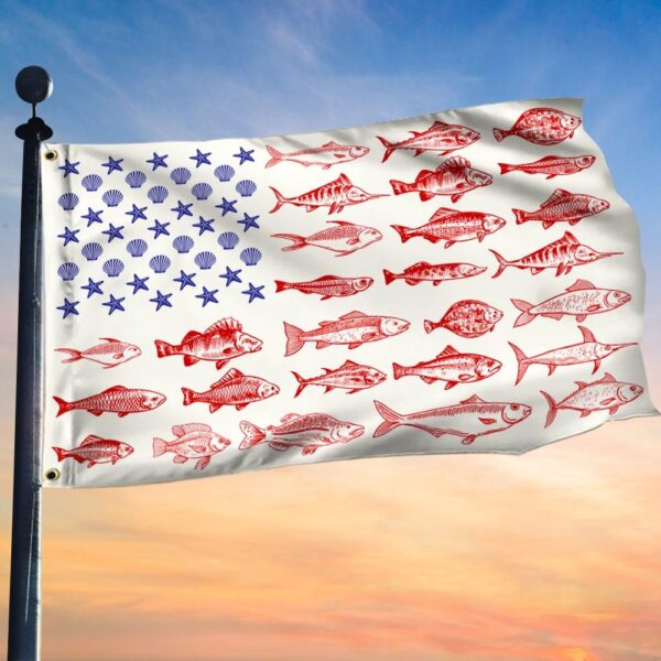 American Grommet Fish & Seashell Flag - MLN416GF - Image 2