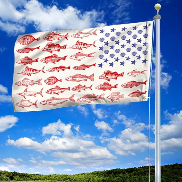 American Grommet Fish & Seashell Flag - MLN416GF - Image 3