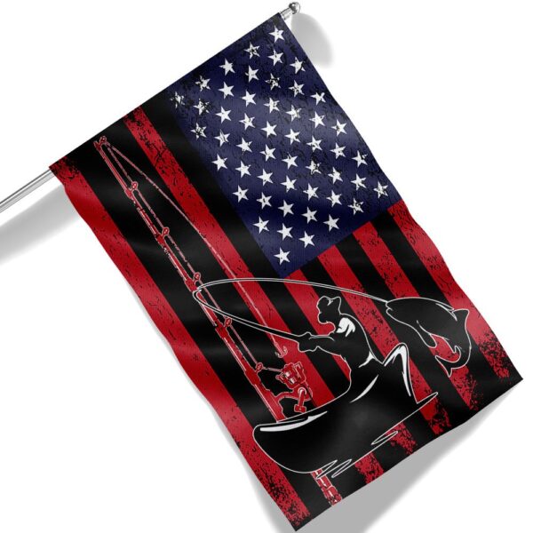 Patriotic Fishman Fishing T-Shirt: American Flag TQN1364F - Image 6