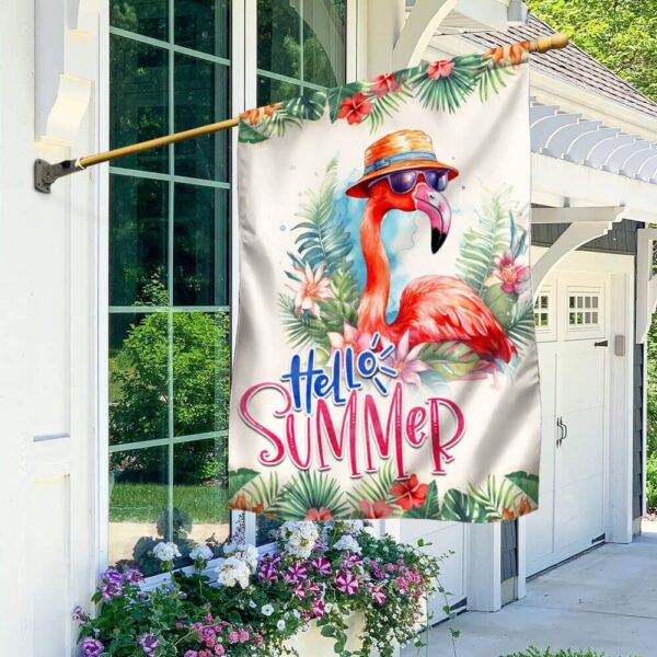 Flamingo Hello Summer Beach Flag TQN1296F