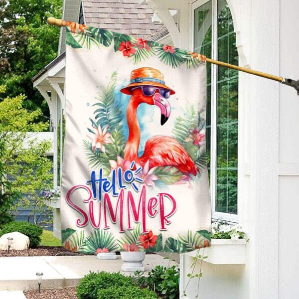 Flamingo Hello Summer Beach Flag TQN1296F - Image 2