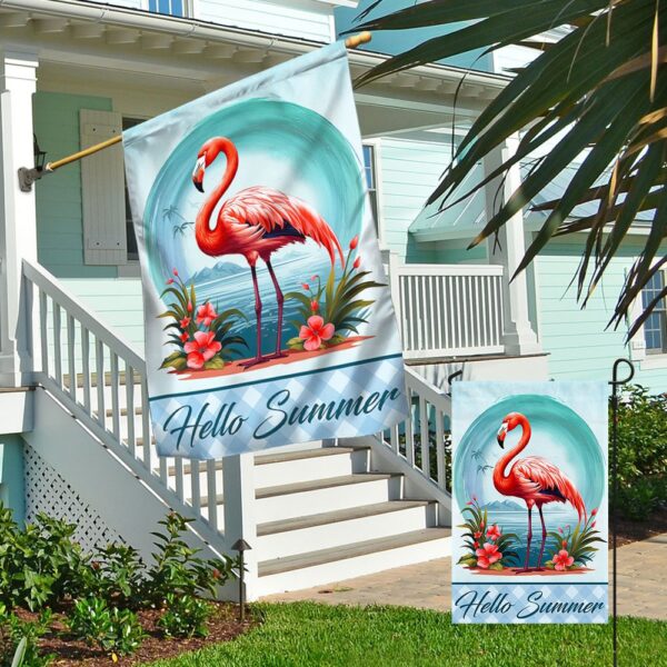 Flamingo Hello Summer Beach Flag TQN1360F - Image 4