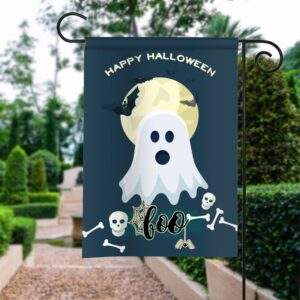 Spooky Flying Ghost Boo Garden Flag