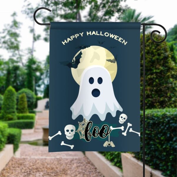 Spooky Flying Ghost Boo Garden Flag
