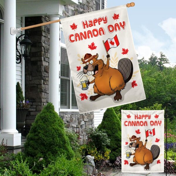 Funny Beaver Canada Day Flag T-Shirt - Image 4