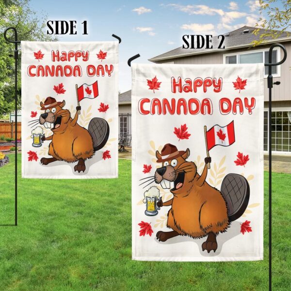 Funny Beaver Canada Day Flag T-Shirt - Image 5