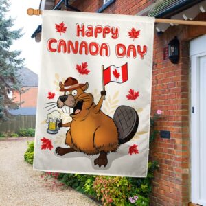 Funny Beaver Canada Day Flag T-Shirt