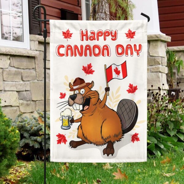 Funny Beaver Canada Day Flag T-Shirt - Image 3