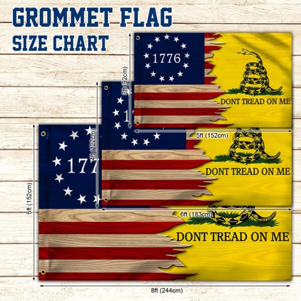 Gadsden Flag: Don't Tread On Me - Betsy Ross 1776 Grommet Flag - Image 5