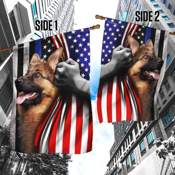 Thin Blue Line German Shepherd American Flag - Image 5