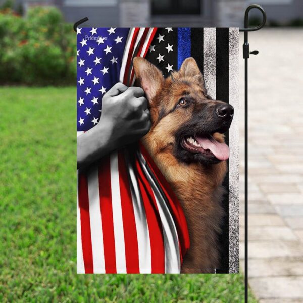 Thin Blue Line German Shepherd American Flag - Image 6
