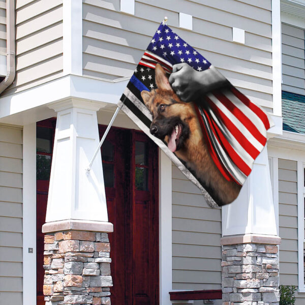 Thin Blue Line German Shepherd American Flag - Image 4