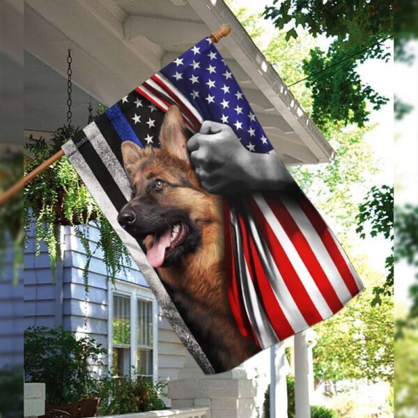 Thin Blue Line German Shepherd American Flag - Image 3