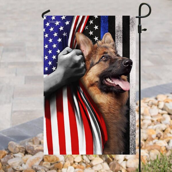 Thin Blue Line German Shepherd American Flag - Image 8