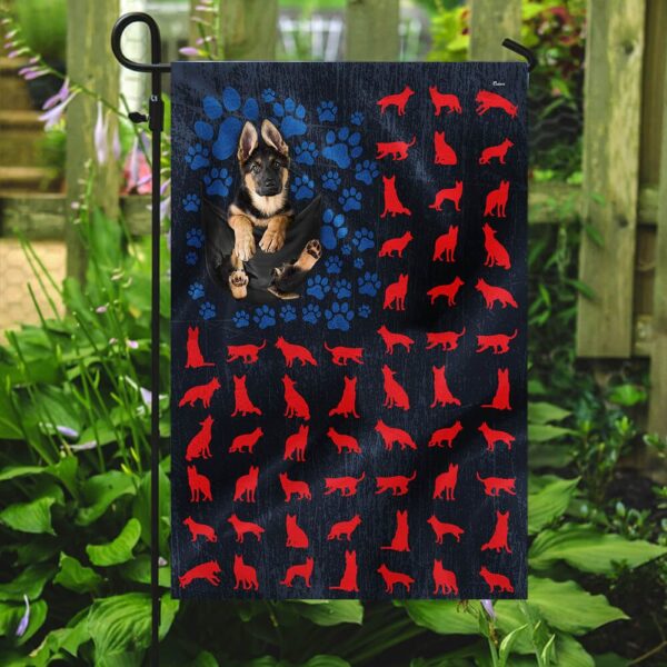 German Shepherd 4th of July Flag: Patriotic PSL221F - Image 2