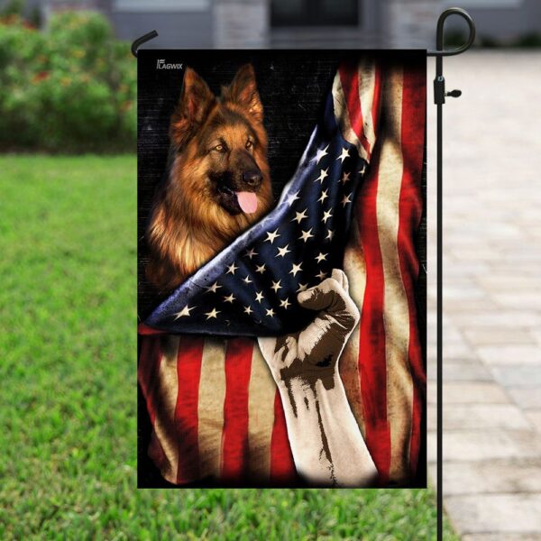 Patriotic German Shepherd PS120Fv2 American Flag Design