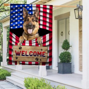 Patriotic German Shepherd Dog Welcome Mat - American Flag TQN1135F