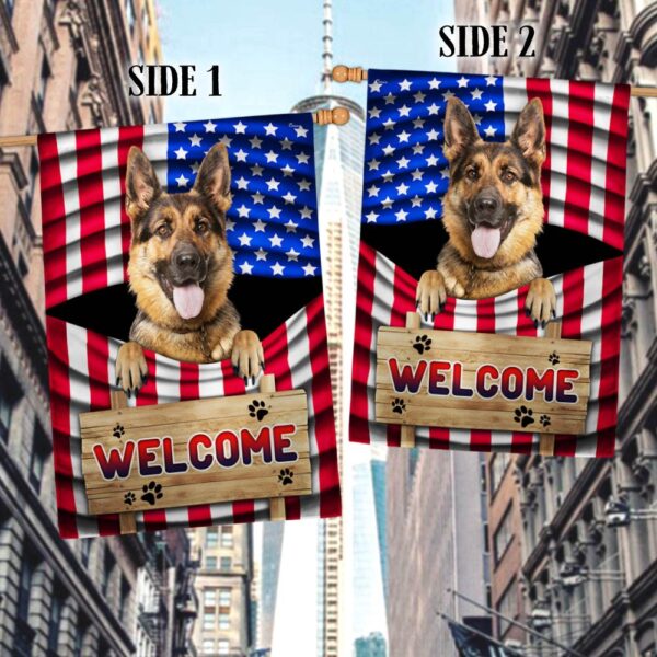 Patriotic German Shepherd Dog Welcome Mat - American Flag TQN1135F - Image 2