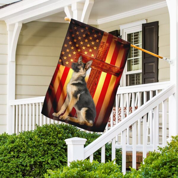 German Shepherd Jesus Cross US Flag: Patriotic Dog Lover Gift - Image 2