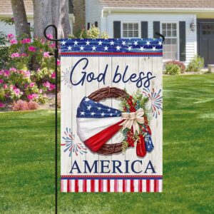 Patriotic 4th of July Wreath: God Bless America Flag