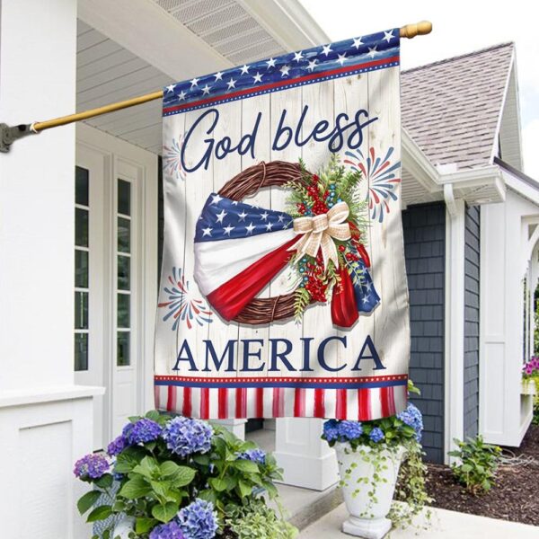 Patriotic 4th of July Wreath: God Bless America Flag - Image 2