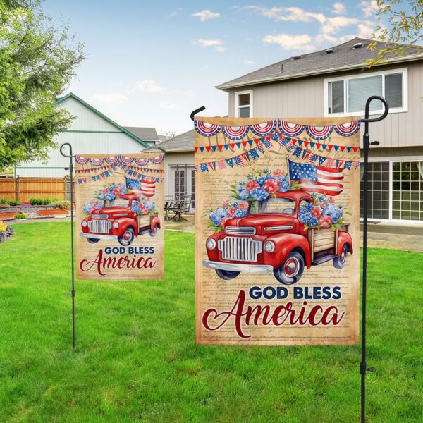 God Bless America Red Truck 4th of July T-Shirt - Image 5
