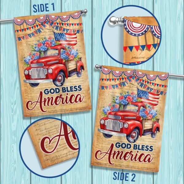 God Bless America Red Truck 4th of July T-Shirt - Image 3