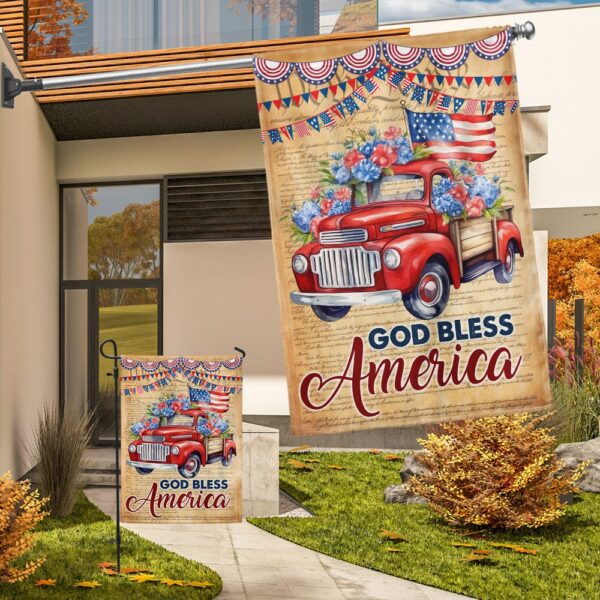 God Bless America Red Truck 4th of July T-Shirt - Image 8