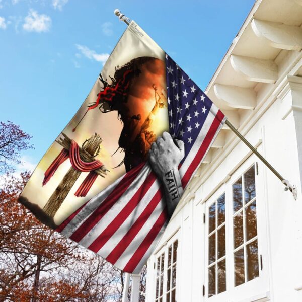 God Jesus Christian Cross Faith American Flag THB2190F2 - Image 2