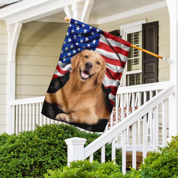 Golden Retriever. American Patriot Flag - Image 5