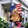Golden Retriever. American Patriot Flag