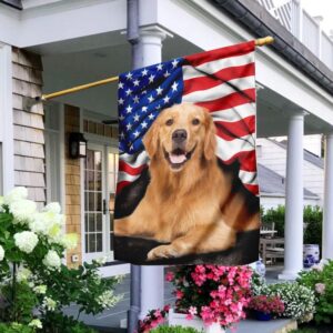 Golden Retriever. American Patriot Flag