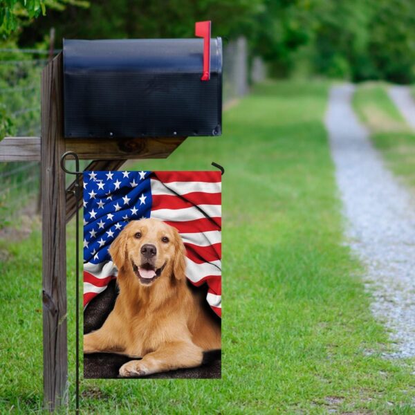 Golden Retriever. American Patriot Flag - Image 9