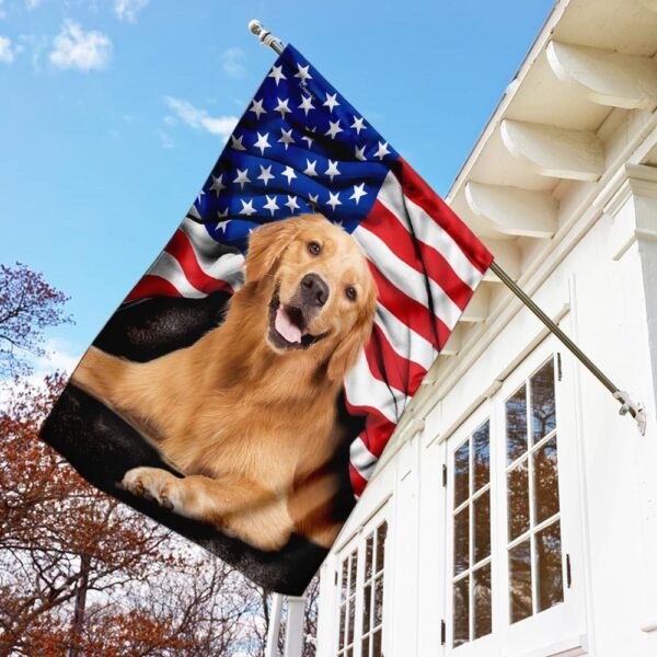 Golden Retriever. American Patriot Flag - Image 3