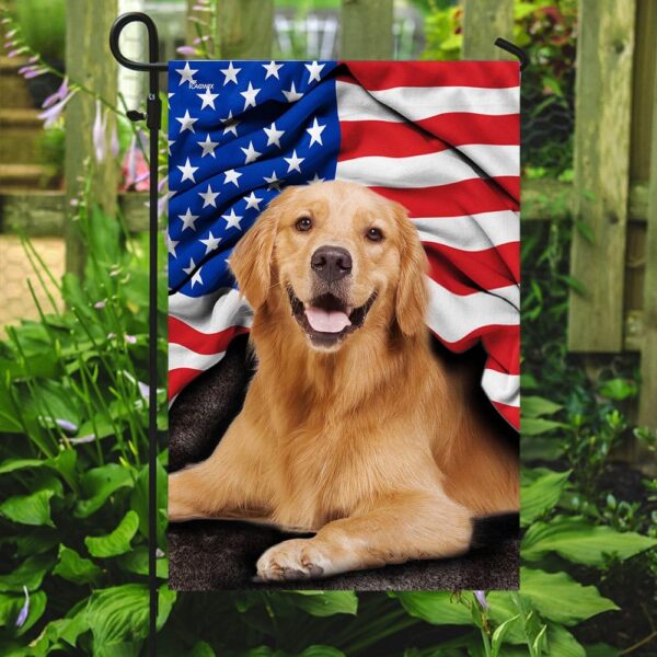 Golden Retriever. American Patriot Flag - Image 7