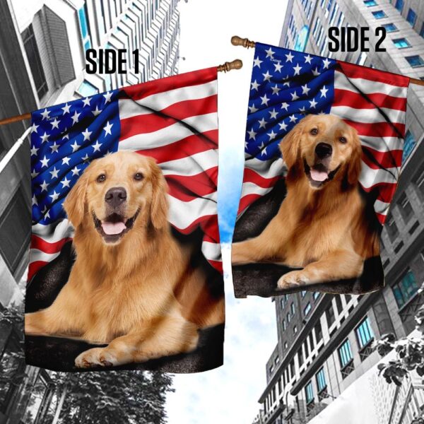 Golden Retriever. American Patriot Flag - Image 4