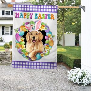 Golden Retriever Easter Flag: Happy Easter Dog Banner TQN985Fv1
