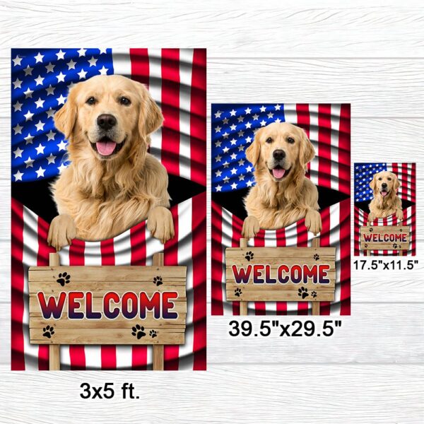 Patriotic Golden Retriever Dog Welcome Mat - American Flag TQN1135Fv2 - Image 7